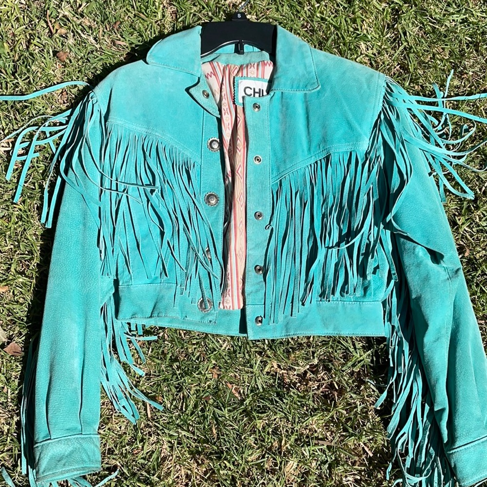 Vintage Genuine Leather Fringe Jacket